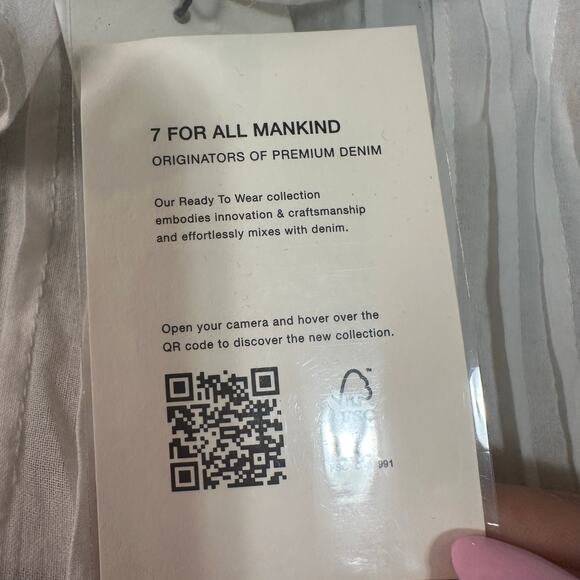 7 FOR ALL MANKIND Women's Peter Pan Collar Ruffle Top Size S In White - Picture 7 of 13